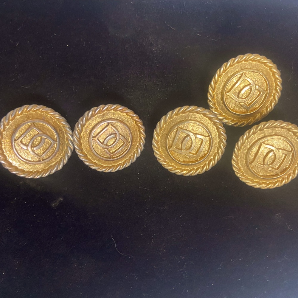 Vintage Gold Tone Button Earrings